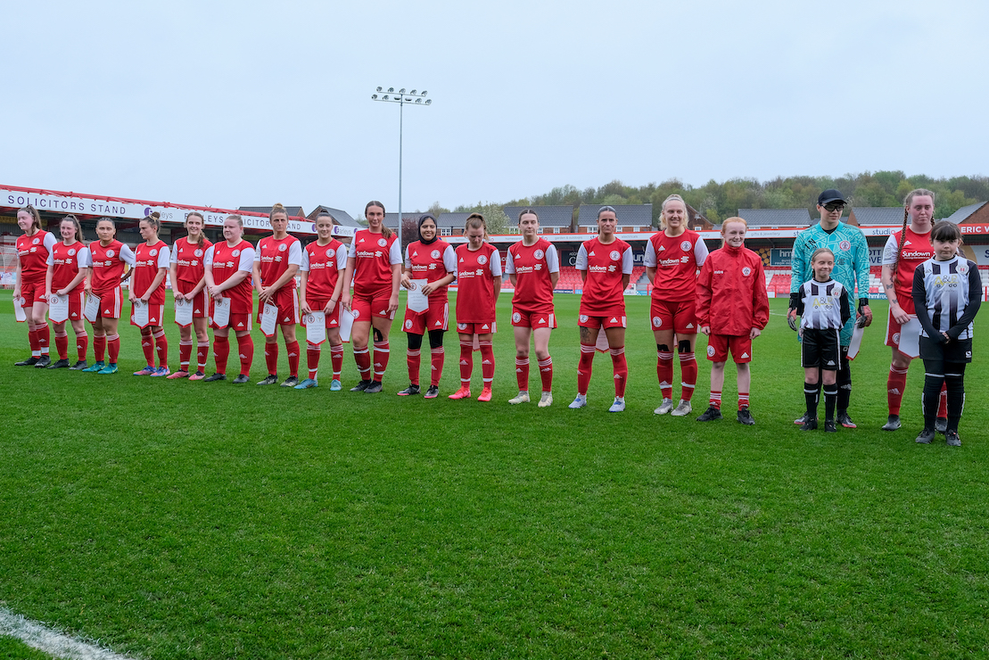 ACCRINGTON STANLEY WOMEN FC LINE UP FOR THEIR HISTORIC MATCH AT THE WHAM STADIUM