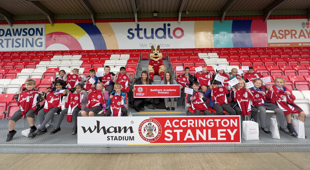 YEAR 3 CHILDREN FROM 39 LOCAL PRIMARY SCHOOLS WILL BE INVITED TO THE WHAM STADIUM TO GET THEIR FREE ACCRINGTON STANLEY SHIRT Accrington Stanley
