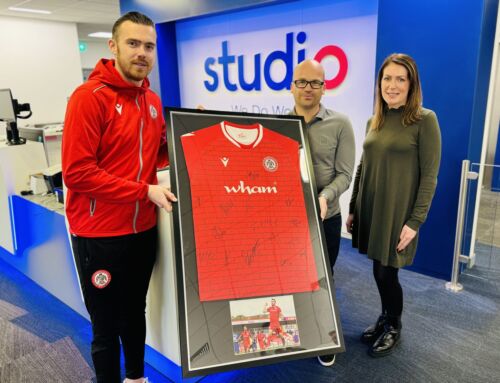 Accrington Stanley show gratitude to long serving sponsors Studio with special gift