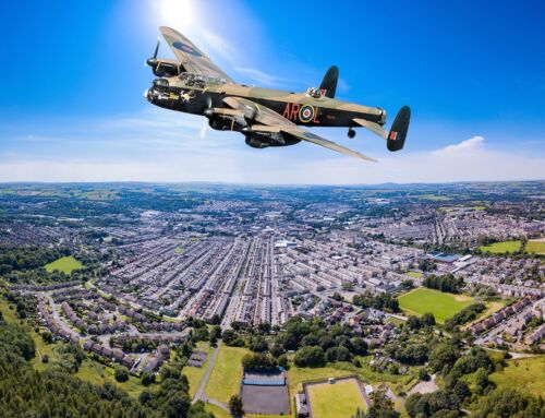 Lancaster Bomber to roar over Accrington in spectacular flypast at 2:38pm this Saturday with three passes planned for free-to-attend food festival