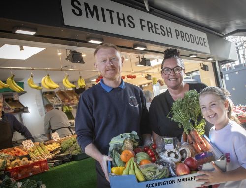 Lucky shopper scoops fresh produce hamper from Accrington Market