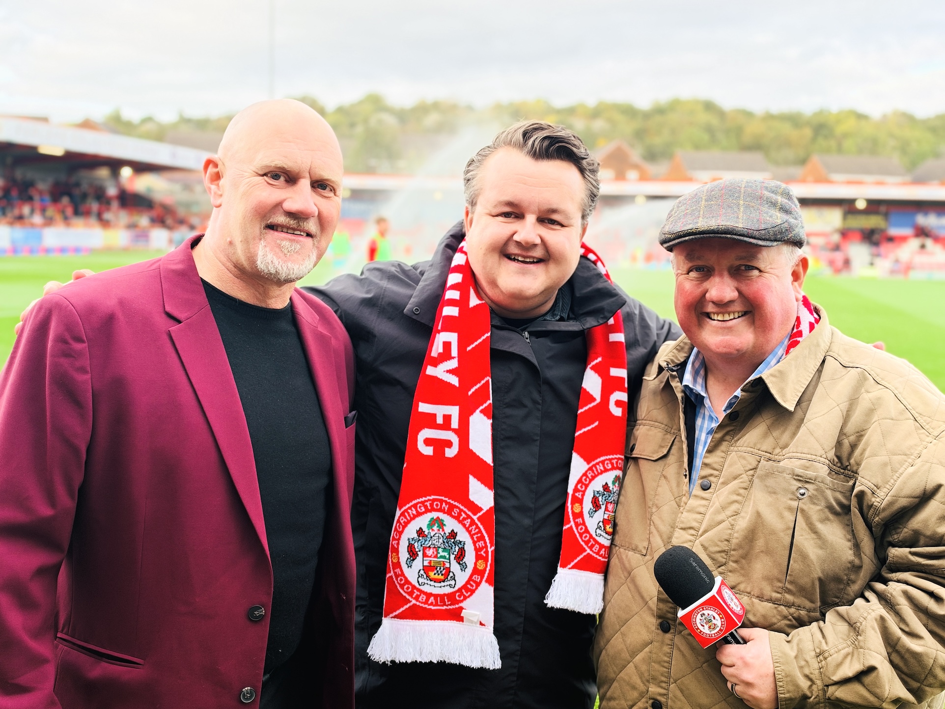 Accrington Stanley CEO Warren Eastham with James Dryden and Stephen Lowe