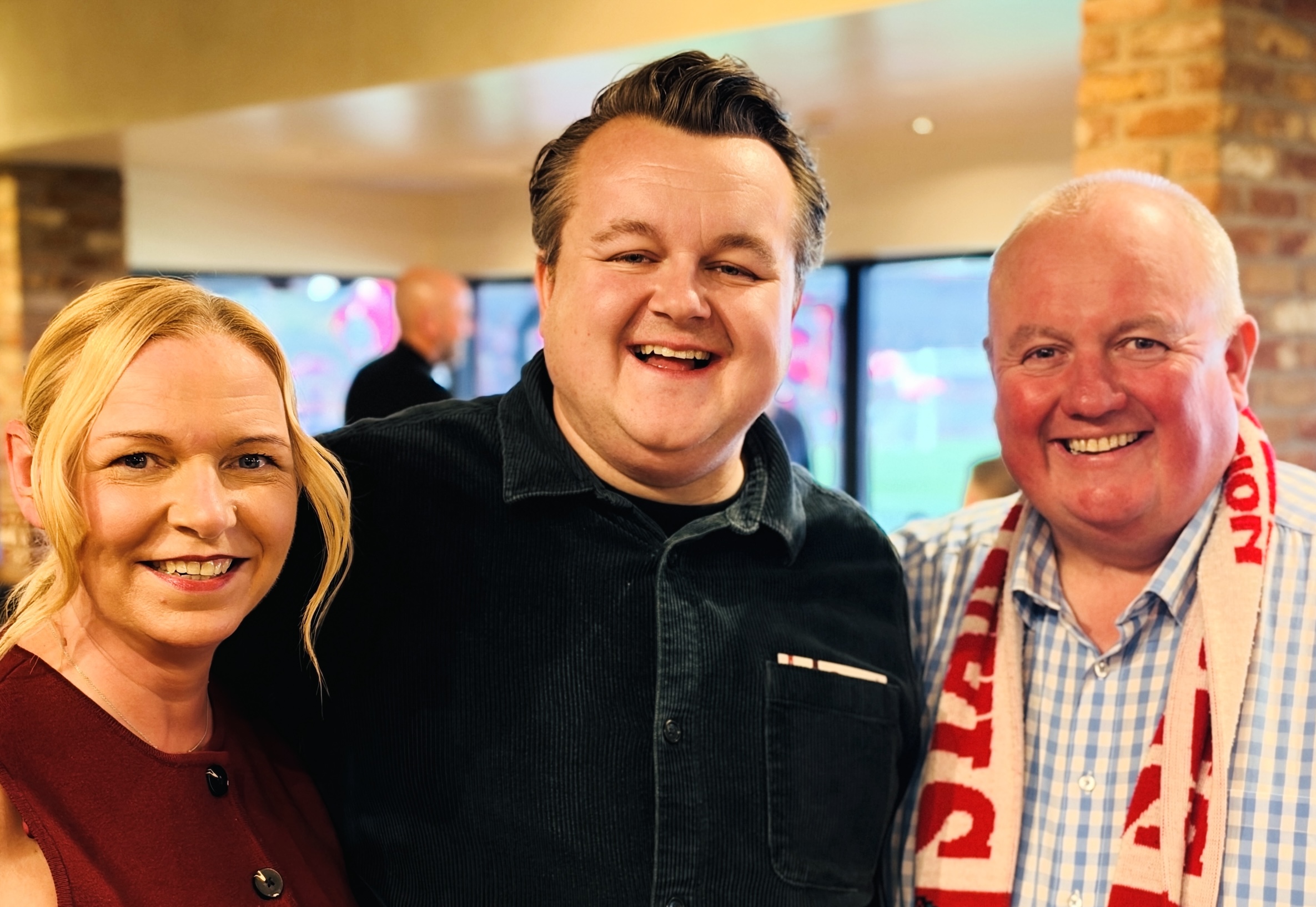 Accrington Stanley Venue Manager Karen Gettins with James and Stephen